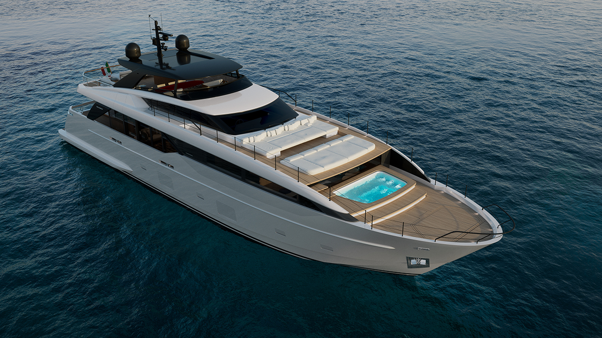 Sanlorenzo’s New Asymmetrical Superyacht Is Fronted by a Striking Swimming Pool