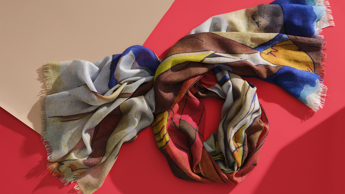 Cesare Attolini’s Eye-Catching Art Scarf Elevates a Range of Menswear Looks