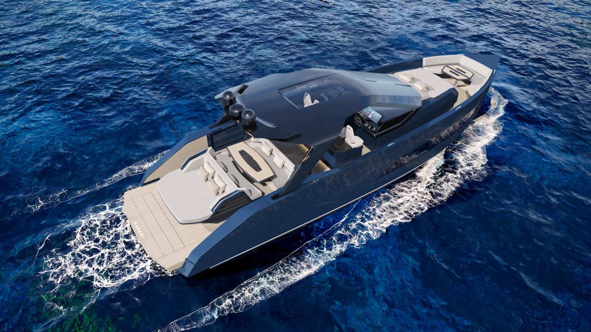 This New 52-Foot Day Boat Has an Origami-Like Aft Deck That Opens to the Sea