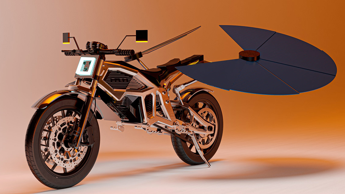 This New Electric Motorcycle Charges Itself With Retractable Solar-Panel Wings