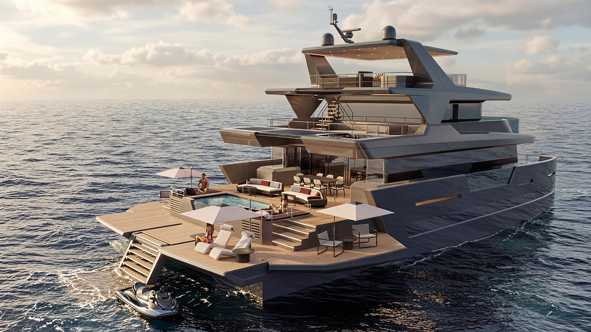 This New 85-Foot Catamaran Concept Gives the Owner an Entire Deck to Themselves