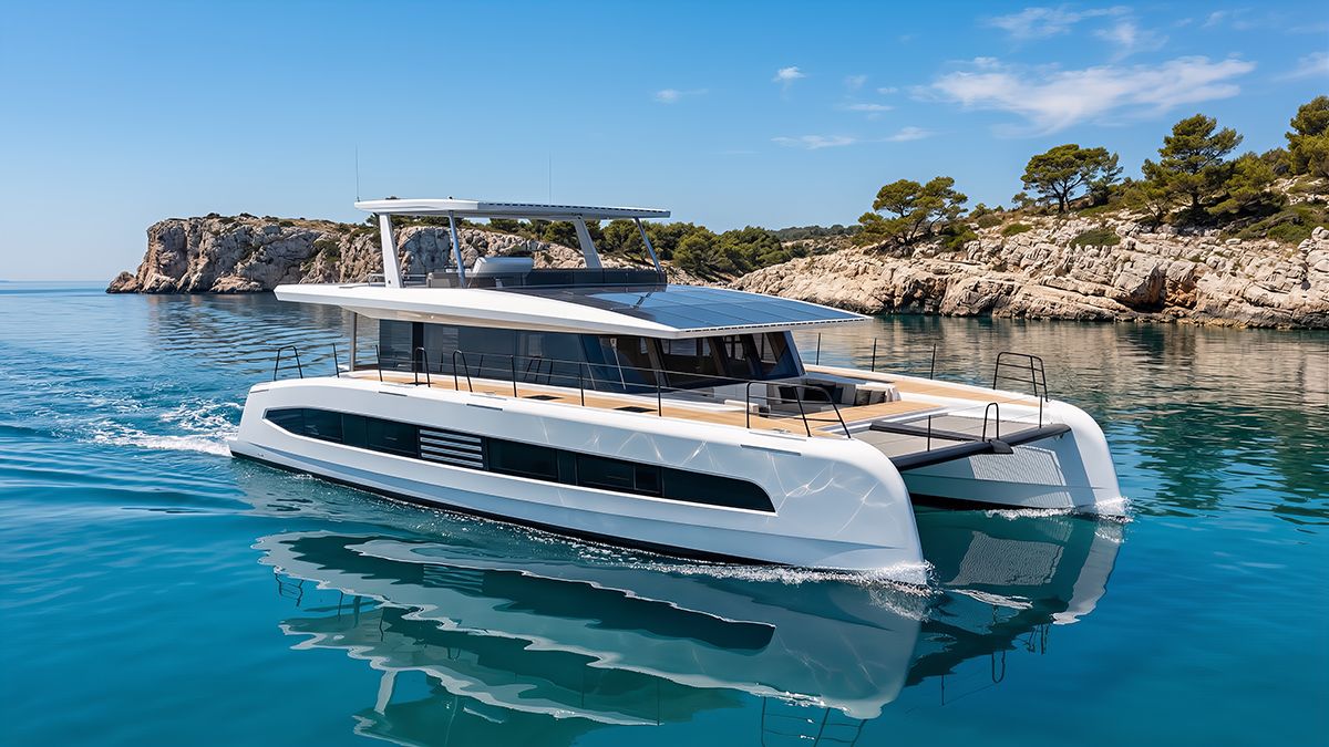 This New 60-Foot Solar-Powered Catamaran Combines German Tech With Italian Style